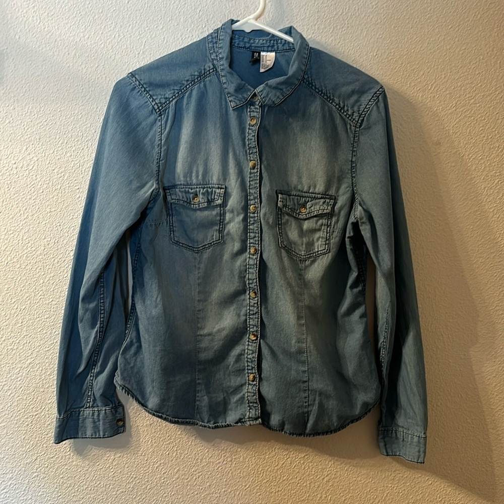 Divided Chambray Button Down Size 12 - image 1